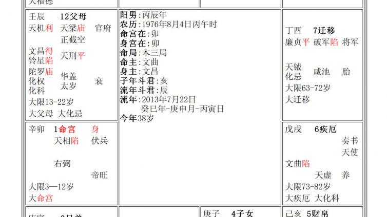 紫微斗数7万字初批先天命盘案例